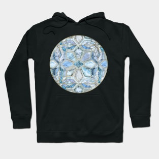 Geometric Gilded Stone Tiles in Soft Blues Hoodie